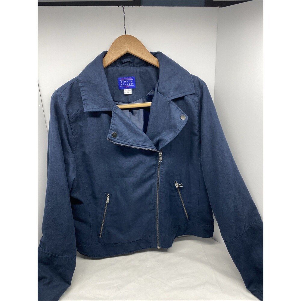 Bella Swan Twilightcore Navy Moto Jacket Simply Styled Faux Suede Women's XL